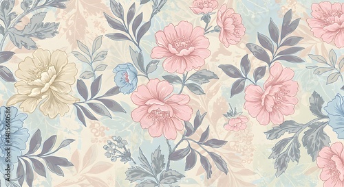 Wallpaper Mural Vintage Floral Pattern with Soft Colors Torontodigital.ca