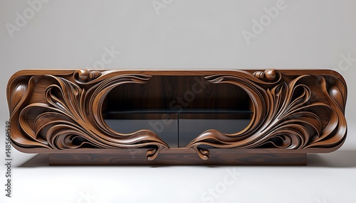 Carved wood cabinet art nouveau furniture design decor