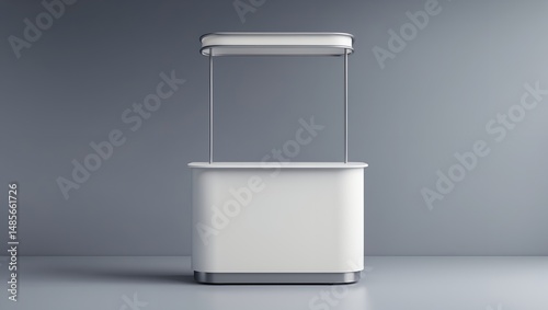 Realistic vector mockup of blank exhibition counter