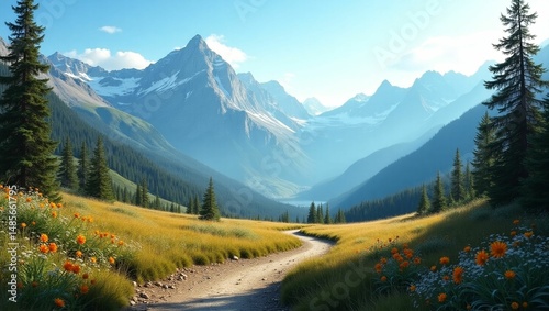 mountain landscape and blue sky