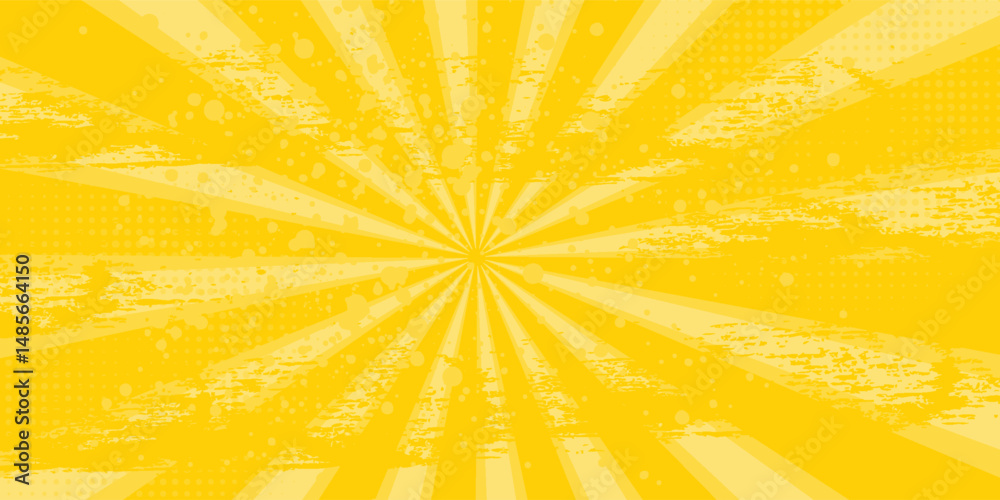 Fototapeta premium Yellow abstract background with light of sunburst. yellow starburst with halftone eps 10