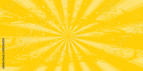 Yellow abstract background with light of sunburst. yellow starburst with halftone eps 10