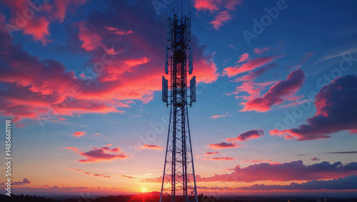 A Tower Reaching the Skies Timelapse of a Teleommunications Structure at Golden Hour 1