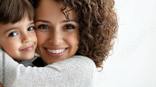 Pediatrician comforting child with smile, white background