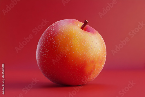 Single ripe plum on a red background.