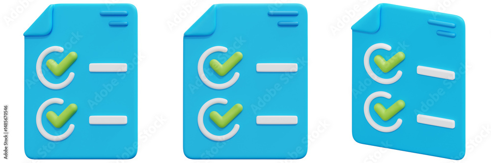 Set of Blue Checklist Icons with Green Checkmarks 3d Render Icon Illustration Set of Blue Checklist Icons with Green Checkmarks 3d Render Icon Illustration