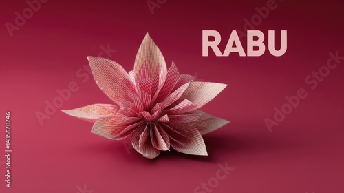 Paper Lotus on Red: A serene composition features an exquisite paper lotus flower artfully arranged against a rich red background, embodying themes of balance and tranquility.
