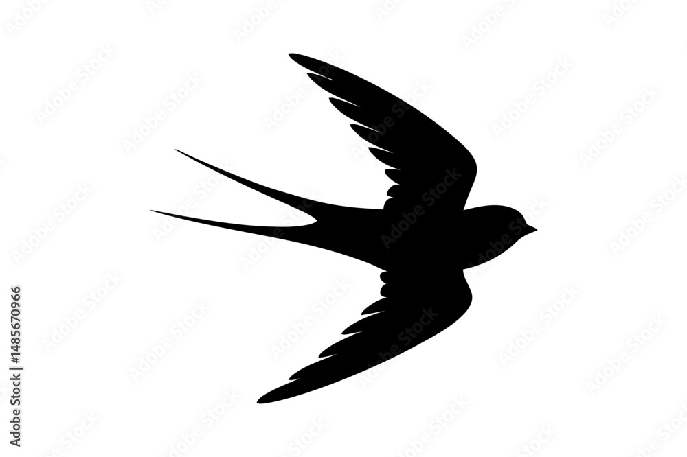 Fototapeta Flying swallow bird silhouette vector illustration