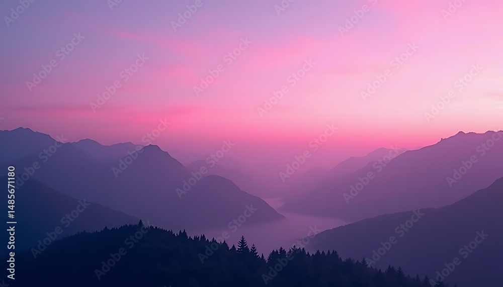 Obraz premium Purple mountain range sunset landscape nature scenery