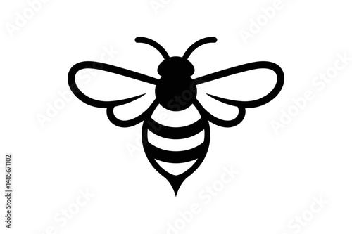 Simple black and white bee illustration vector