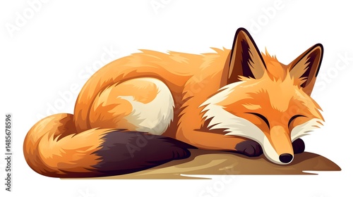 Adorable Fox Sitting on the Ground and Gazing - Wildlife Photography