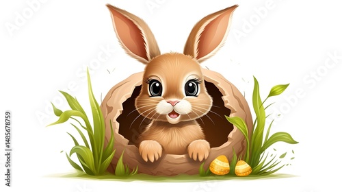 Cute Easter Bunny with Easter Egg Vector Illustration for Festive Designs
