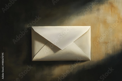 Cream-colored envelope on a textured surface
