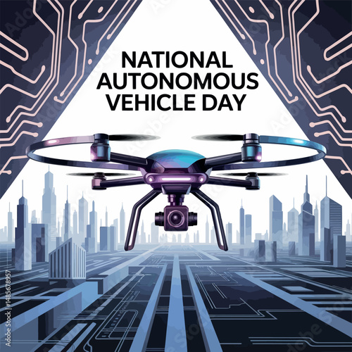 National Autonomous Vehicle Day Drone Technology Smart City artwork