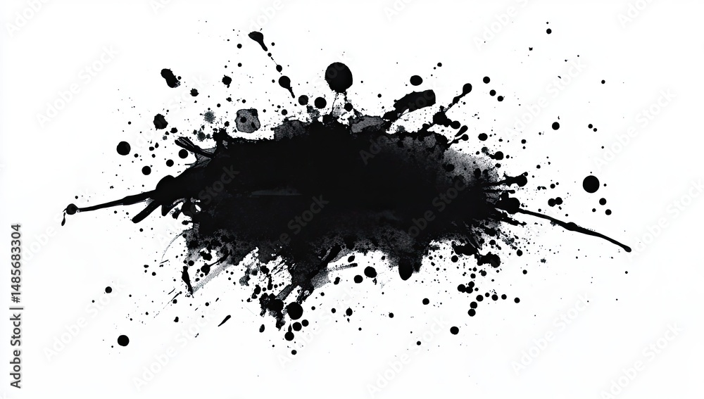 Abstract black ink splatter on white Abstract black ink splatter on white