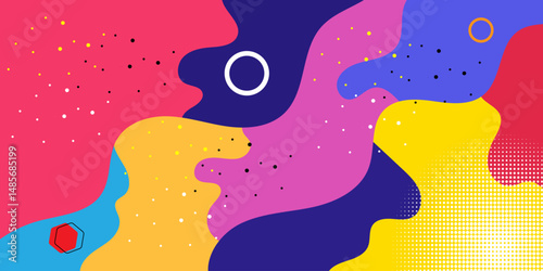 Abstract Pop Art Color Background. geometric shape design with trendy Memphis  80s-90s style