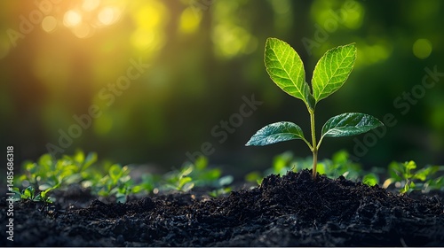 Tiny Sprouting Plant in Natural Setting