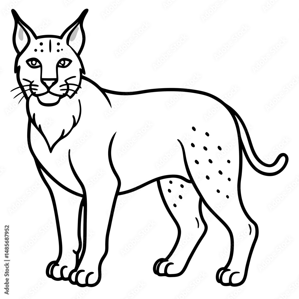 Obraz premium Minimal Arctic Lynx Vector Line Art