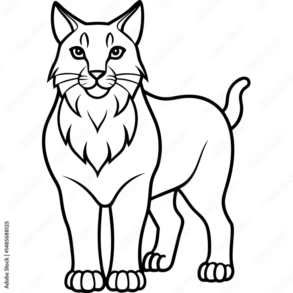 Fototapeta premium Minimal Arctic Lynx Vector Line Art
