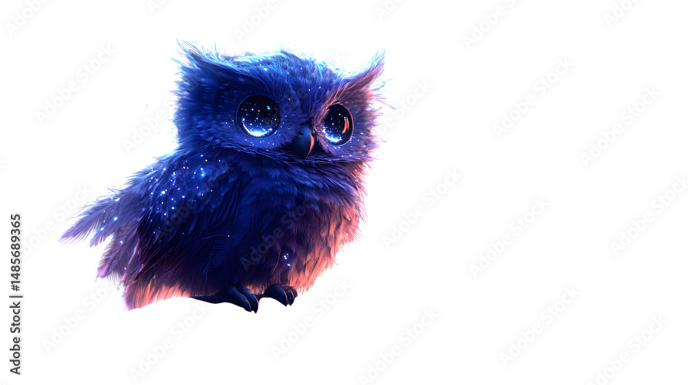 Fototapeta premium A baby cosmic owl isolated on transparent bg
