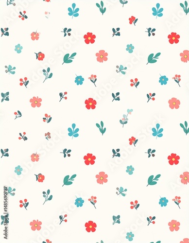 floral confetti on white background