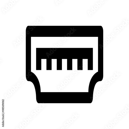 Illustration of a black and white usb type c port with a simple design on a white background vector art