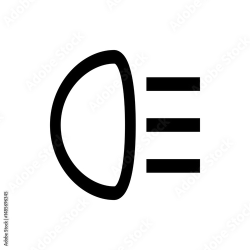 Illustration of a car fog light indicator symbol with three horizontal lines on the right side design 100