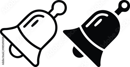 Minimalist Black and White Geometric Bell Icon Outline Illustration
