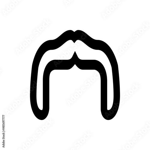 Illustration of a stylized handlebar mustache design with thick black lines on a white background view image