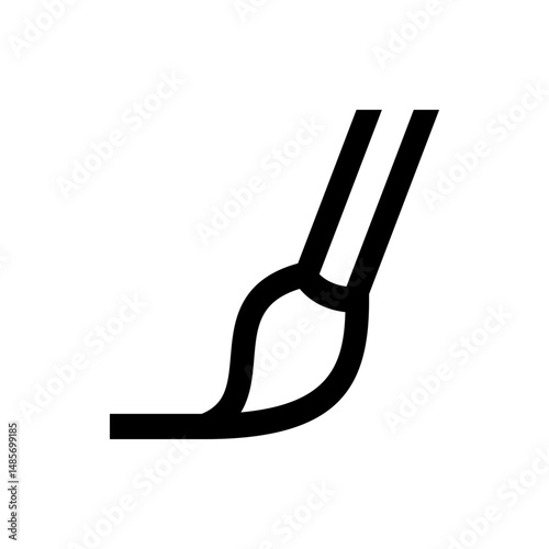 Illustration of a black paintbrush with a thick handle and bristles on a white background art supply tool
