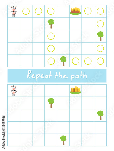 Educational game Repeat the path for spatial development with cow
