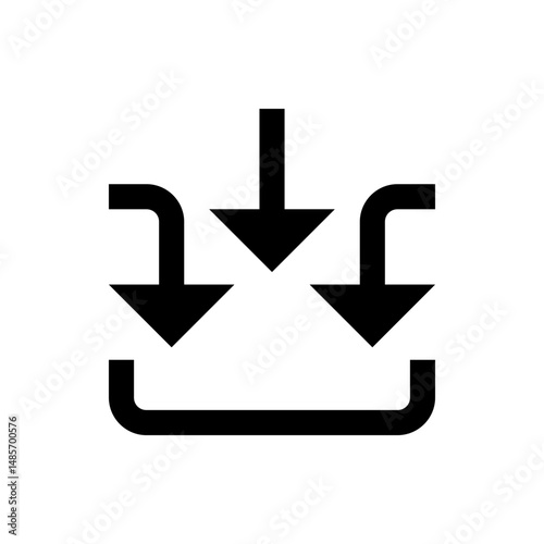 Three black arrows pointing downwards towards a container, suggesting a download or input process of data 100