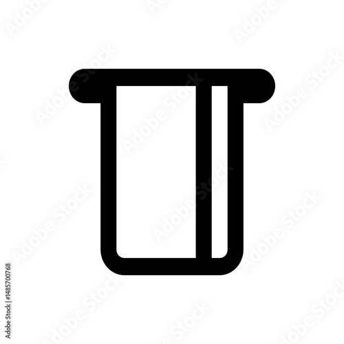 Black outline of a rectangular slot with a horizontal bar on top and a vertical line inside it