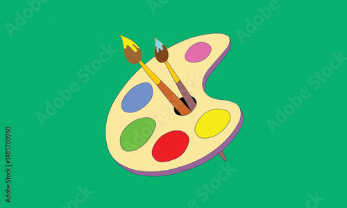 A simplistic illustration of a paintbrush with red paint on a green background