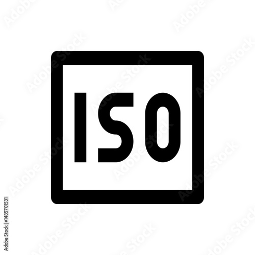 Illustration of the iso text inside a square with rounded corners, presented in a bold sans serif font style