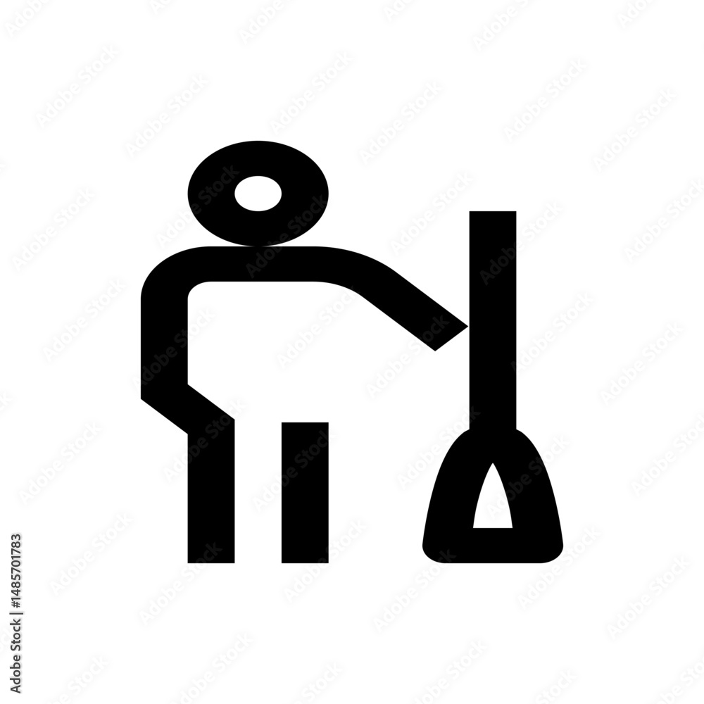 Fototapeta premium Illustration of a person holding a paddle, depicted in a minimalist, black and white style graphic