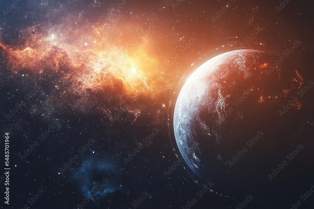 Fiery Nebula Cosmic Planet Space Background Orange Blue Stars Art Fire Dark Light Galaxy Astral Fiery Nebula Cosmic Planet Space Background Orange Blue Stars Art Fire Dark Light Galaxy Astral