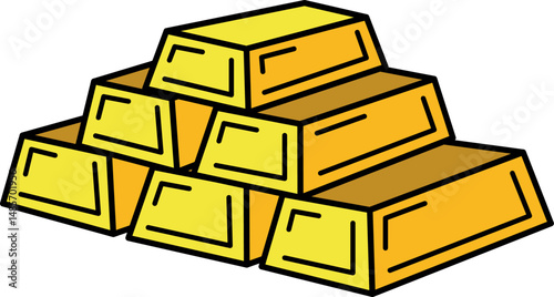 isolate illustration of a gold bars