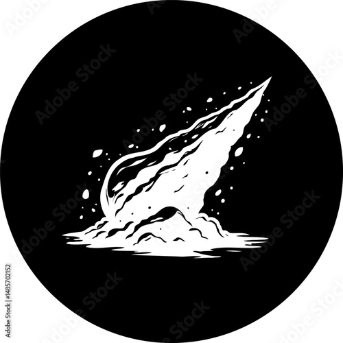 Stylized depiction of a celestial event or cosmic body against dark backdrop
