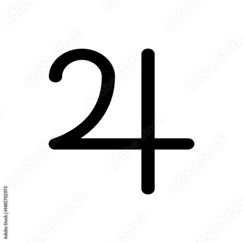 Illustration of the astrological symbol of jupiter featuring a black glyph on a white plain background