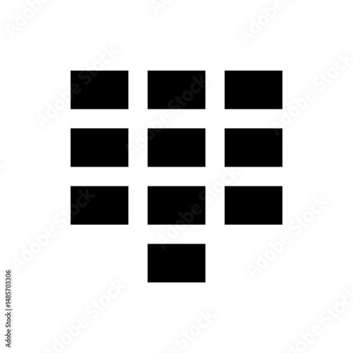 Nine black rectangles arranged in a grid pattern with three rows and three columns on a white background