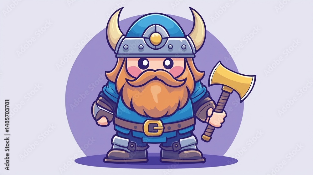 Naklejka premium Cute Viking Cartoon Character