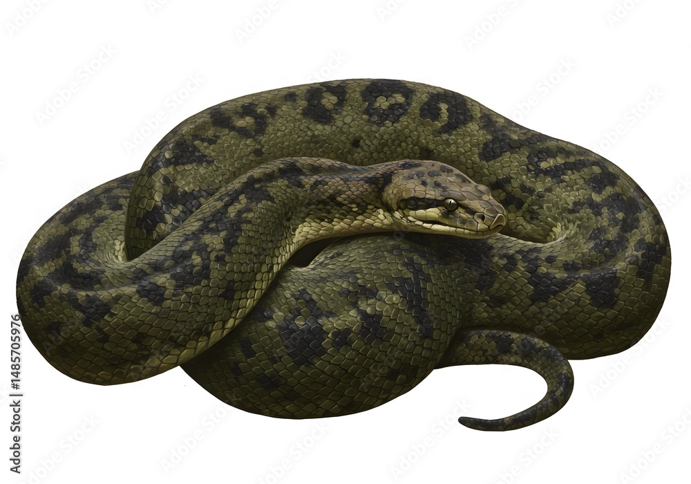 Obraz premium Titanoboa giant snake on isolated white background