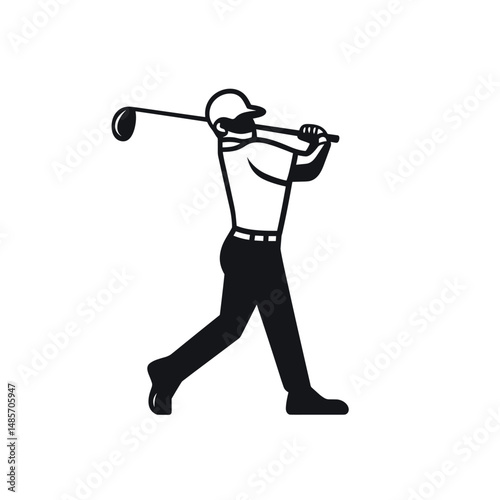 Golfer Swinging in Silhouette