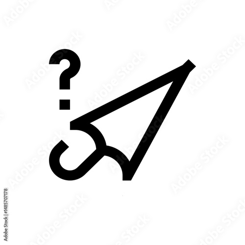 Black outlined cursor arrow with a question mark hovering above it indicating uncertainty or help needed