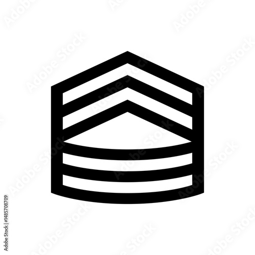 Illustration of a military rank insignia with three chevrons and three bars in black and white color scheme
