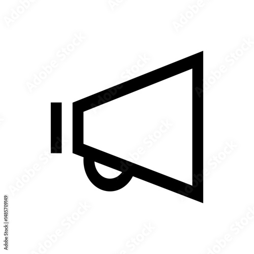 Illustration of a simple black and white megaphone icon with a thick outline and distinct features shown