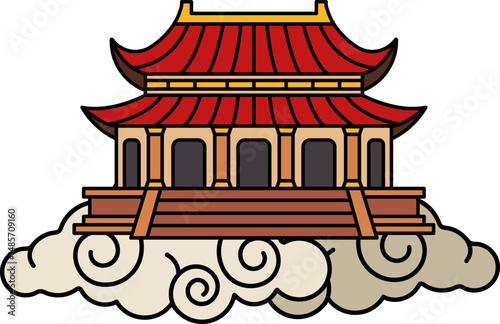 chinese palace on the cloud floating in the sky