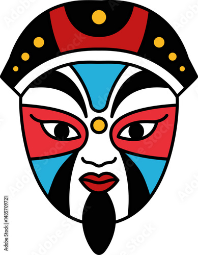 illustration of a bian lian chinese face mask