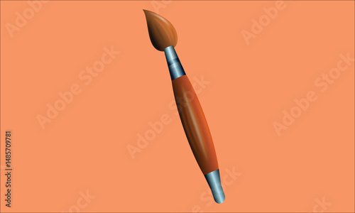 A simplistic illustration of a paintbrush with red paint on a green background